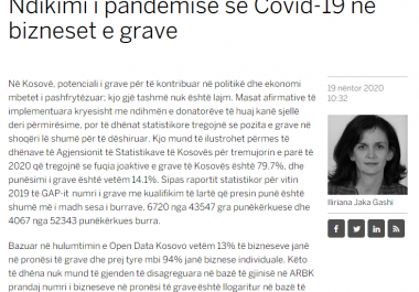 Iliriana Gashi: Ndikimi i pandemisë Covid-19